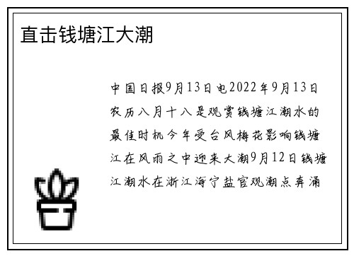 直击钱塘江大潮